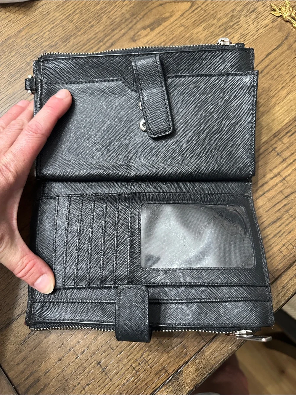 Michael Kors Black Saffiano Leather Zip Card Holder